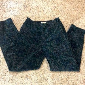 Talbots 10 Green Paisley Velour pants
